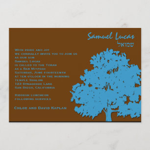 Bar Mitzvah Uitnodiging Samuel Lucas Blue Trees