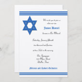 Bar Mitzvah Uitnodiging - Silver Metallic Uitnodig (Voorkant / Achterkant)