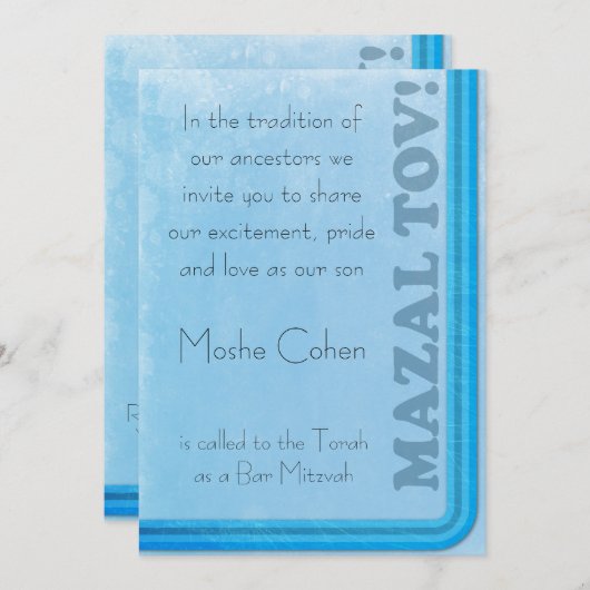 Bar Mitzvah Uitnodiging - Stijlvol retroontwerp (Voorkant / Achterkant)