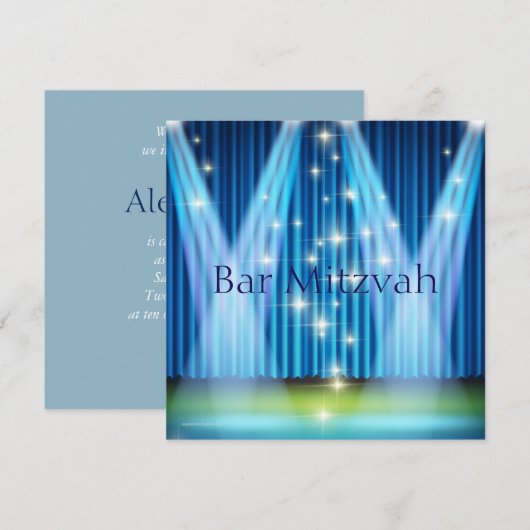 Bar Mitzvah uitnodiging, verlicht podium Kaart (Voorkant / Achterkant)