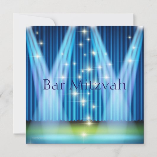 Bar Mitzvah uitnodiging, verlicht podium Kaart (Voorkant)