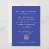 BAR MITZVAH Ultra Modern blauw wit QR CODE RSVP Kaart (Achterkant)