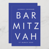 BAR MITZVAH Ultra Modern blauw wit QR CODE RSVP Kaart (Voorkant / Achterkant)