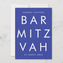 BAR MITZVAH Ultra Modern blauw wit QR CODE RSVP