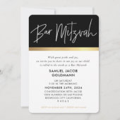 BAR MITZVAH ultra trendy modern stijlvol zwart gou Kaart (Voorkant)