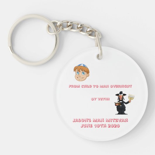 Bar Mitzvah "van jongen tot man", zeer grappig Sleutelhanger (Voorkant)