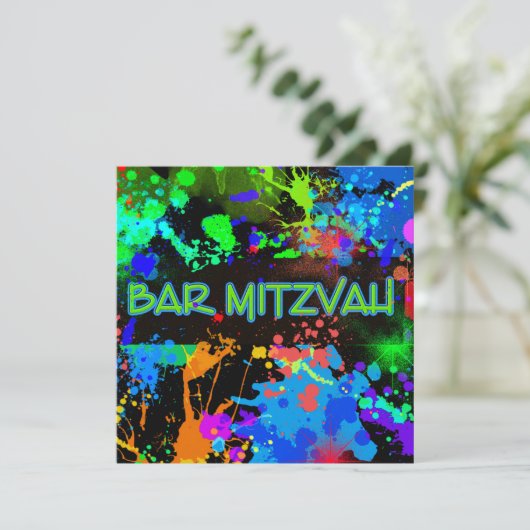 Bar Mitzvah, Verf Splatter, de Uitnodiging van de  (Staand voorkant)