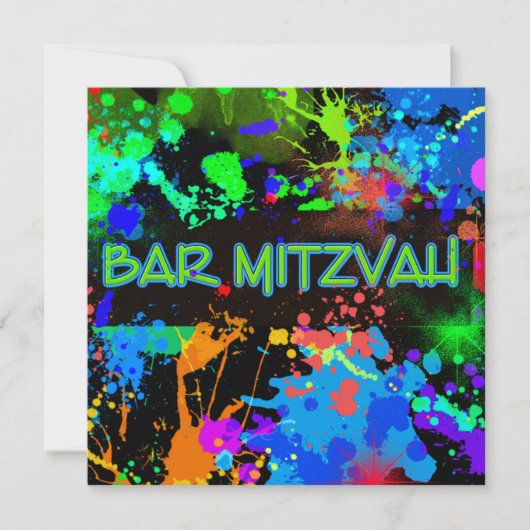 Bar Mitzvah, Verf Splatter, de Uitnodiging van de  (Voorkant)