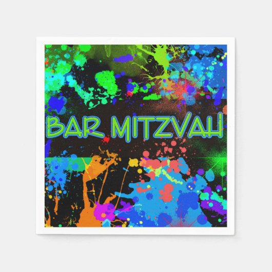 Bar Mitzvah Verf Splatter, Verf Bal Papier Servet (Voorkant)