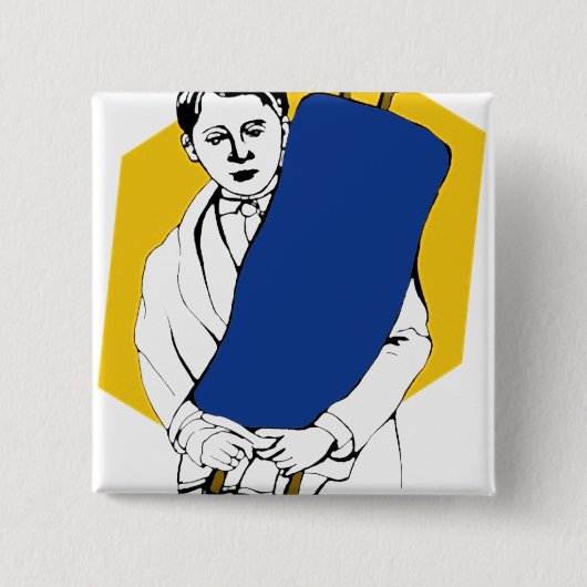Bar MItzvah Vierkante Button 5,1 Cm (Voorkant)