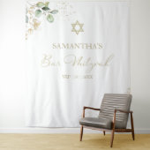 Bar Mitzvah Waterverf Achtergrond | Groen verguld Wandkleed (In situ)