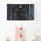 Bar Mitzvah Waterverf Banner Abstract Blauw vergul (Insitu)