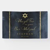 Bar Mitzvah Waterverf Banner Abstract Blauw vergul (Horizontaal)