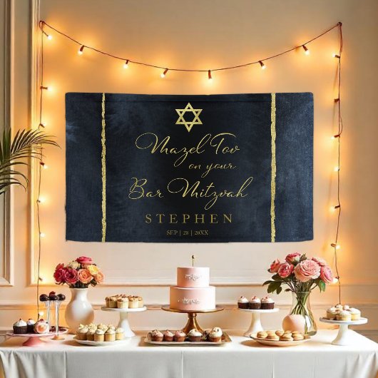 Bar Mitzvah Waterverf Banner Abstract Blauw vergul