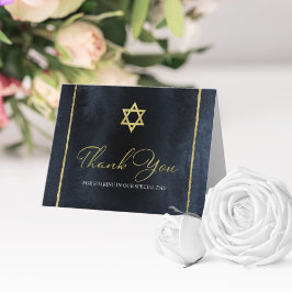 Bar Mitzvah Waterverf Dank u | Abstract blauw Notitiekaartje