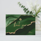 Bar Mitzvah Waterverf Green Agate Dank u   Bedankkaart (Staand voorkant)