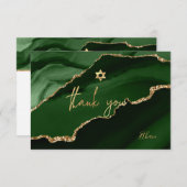 Bar Mitzvah Waterverf Green Agate Dank u   Bedankkaart (Voorkant / Achterkant)