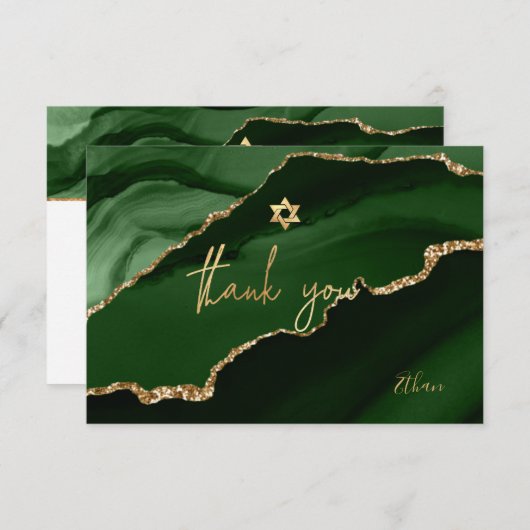 Bar Mitzvah Waterverf Green Agate Dank u   Bedankkaart (Voorkant / Achterkant)