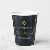 Bar Mitzvah Waterverf Papier Cups | Abstract blauw Papieren Bekers (Voorkant)