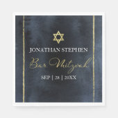 Bar Mitzvah Waterverf servetten | Abstract blauw (Voorkant)