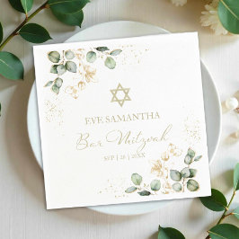 Bar Mitzvah Waterverf servetten | Vergulde eucalyp