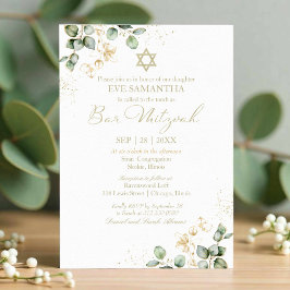 Bar Mitzvah Waterverf uitnodiging | Eucalyptus