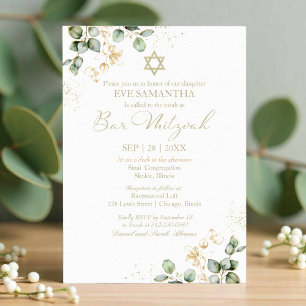 Bar Mitzvah Waterverf uitnodiging Eucalyptus