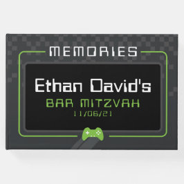 BAR MITZVAH WELKOM gamer cool trendy groen zwart Gastenboek