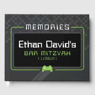BAR MITZVAH WELKOM gamer cool trendy groen zwart Gastenboek