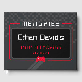 BAR MITZVAH WELKOM gamer cool trendy rood zwart Gastenboek