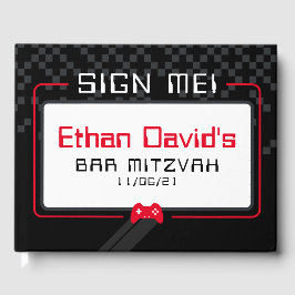 BAR MITZVAH WELKOM gamer cool trendy zwart rood Gastenboek