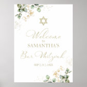 Bar Mitzvah Welkomstborden | Vergulde eucalyptus Poster (Voorkant)