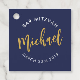 BAR MITZVAH wil moderne goudkalligrafie in de mari Bedankjes Labels