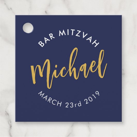 BAR MITZVAH wil moderne goudkalligrafie in de mari Bedankjes Labels (Voorkant)