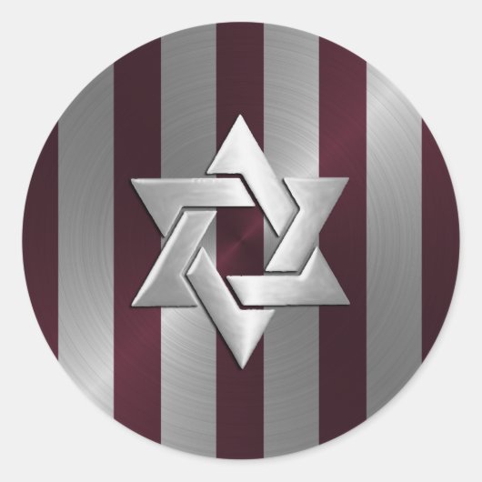 Bar Mitzvah Wine en Silver Stripe Ronde Sticker (Voorkant)