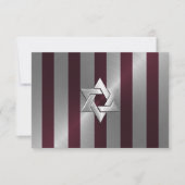Bar Mitzvah Wine en Silver Stripe RSVP Kaartje (Voorkant)