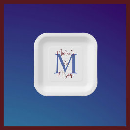 Bar Mitzvah Wit Blauw Bourgogne Naam Monogram Papieren Bordje