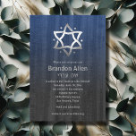 Bar Mitzvah Wood Kijk Blauw Grijze Zilver Star Kaart<br><div class="desc">Bar Mitzvah en Bat Mitzvah uitnodigingen die door Umua worden ontworpen. Gedrukt en verzonden door Zazzle of zijn partners.</div>