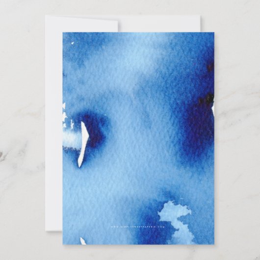 BAR MITZVAH zilveren ster blauw waterverf uitnodig Kaart (Achterkant)