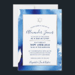 BAR MITZVAH zilveren ster blauw waterverf uitnodig Kaart<br><div class="desc">door kat massard >> kat@simplysweetPAPERIE.com << - - - - - - - - - - - - - - - - - - - - - - - - - - - - - - - - - - - - - - - - - - - - -...</div>