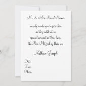 Bar Mitzvah, Zwart en Zilver, Elegante Uitnodiging (Achterkant)