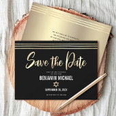 Bar Mitzvah Zwart Goud Folie Script Tallit Modern Save The Date