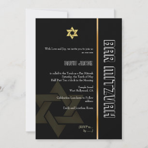 Bar Mitzvah/zwart/goud Kaart