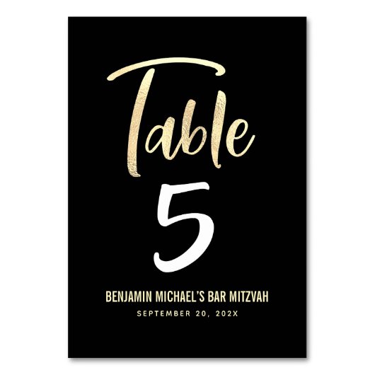Bar Mitzvah Zwart Goud Script Modern Bold Elegant Kaart (Achterkant)