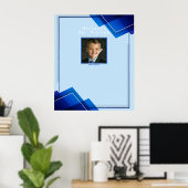 Bar Mitzvahs moderne blauwe geometrische Poster (Thuiskantoor)