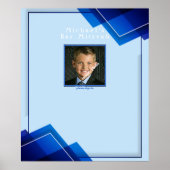 Bar Mitzvahs moderne blauwe geometrische Poster (Voorkant)