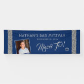 Bar MitzvahSilver Blue Welcome Mazel Tov Large Spandoek (Horizontaal)
