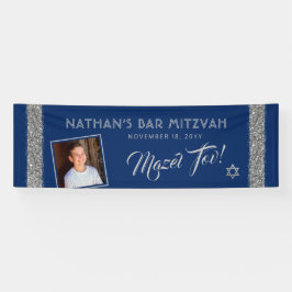 Bar MitzvahSilver Blue Welcome Mazel Tov Large Spandoek