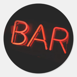 Bar Neon Teken Ronde Stickers