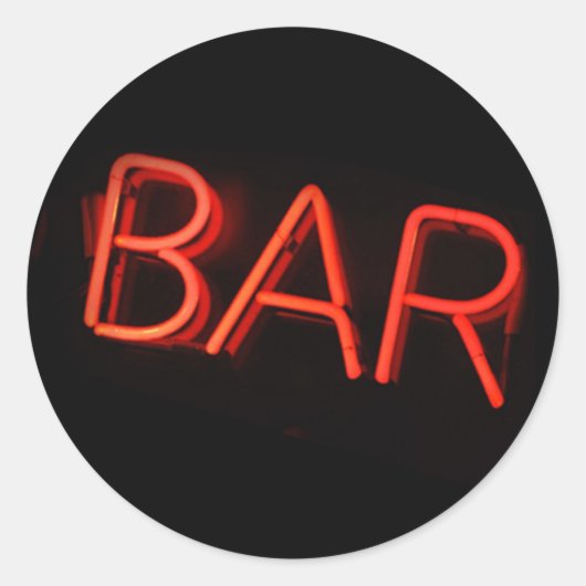 Bar Neon Teken Ronde Stickers (Voorkant)